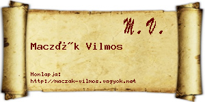Maczák Vilmos névjegykártya